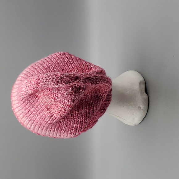 Handmade Knit Hat Adult Medium Pink 17" - Picture 2 of 7